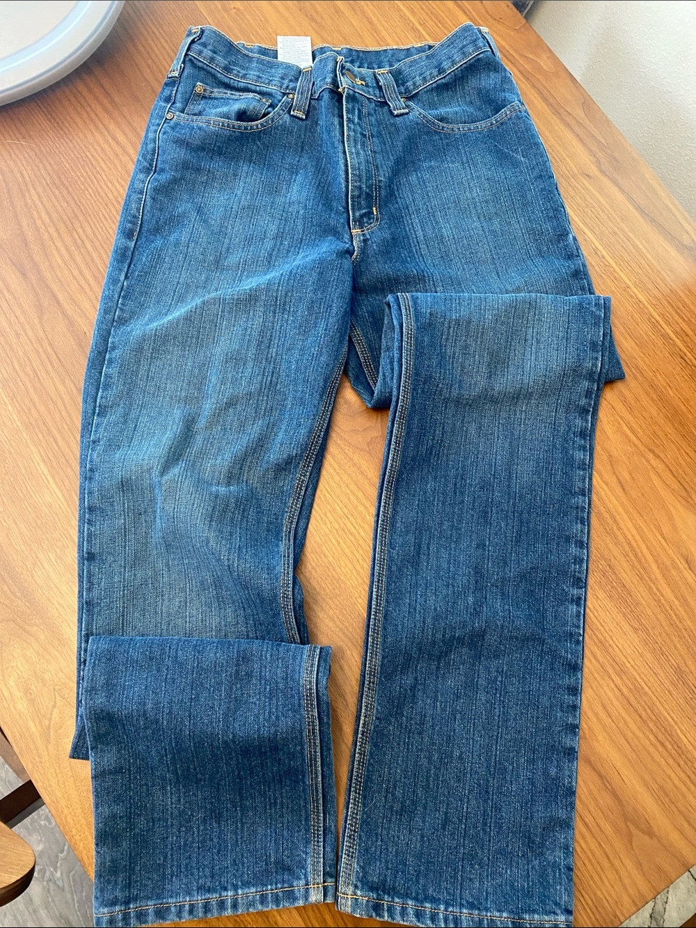 Mens Carhartt Blue Denim Jeans with 4 deep pockets size 32x36 Traditional Fit - Picture 2 of 4
